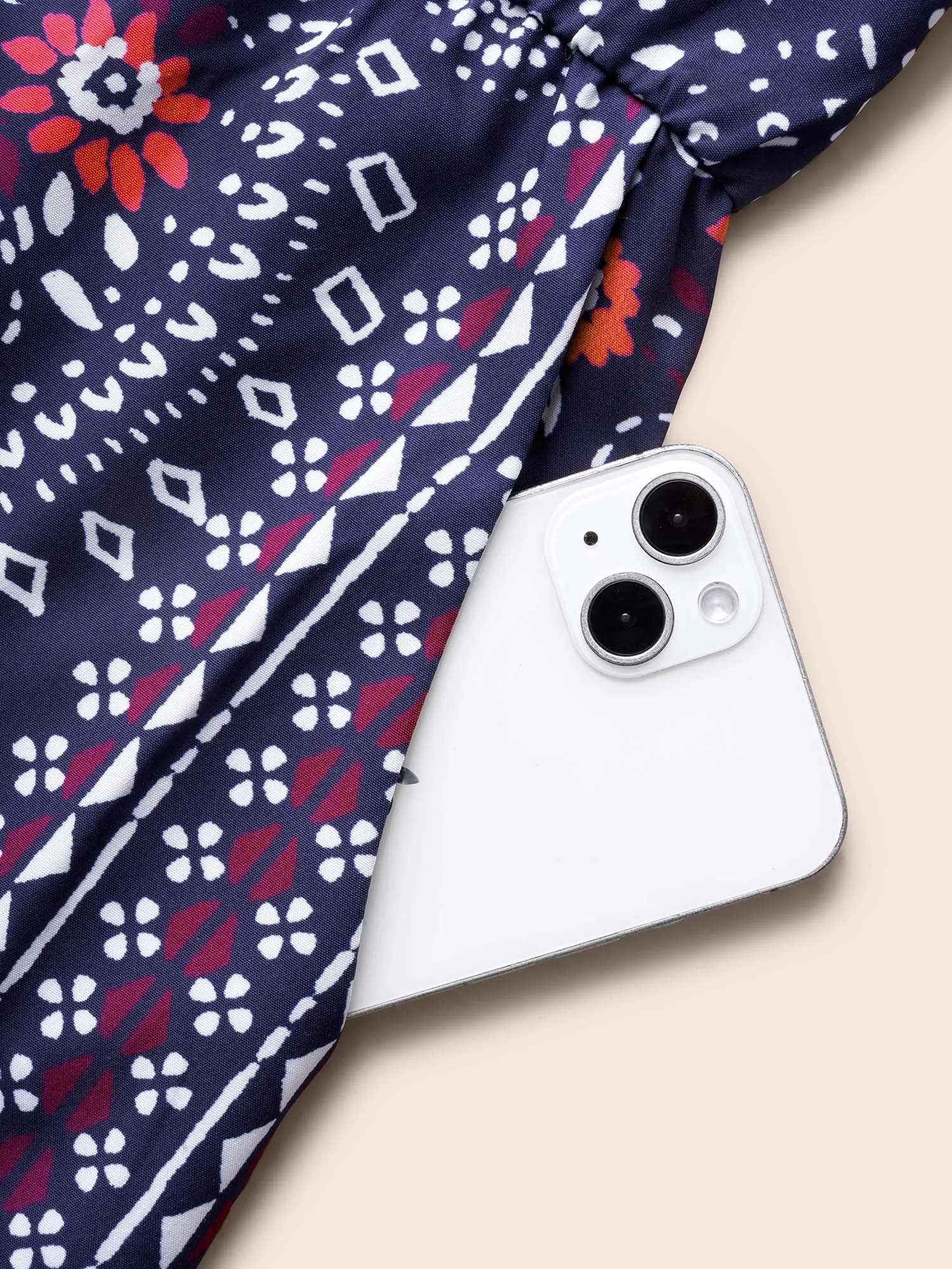 Bandana Print Belted Pocket Surplice Neck Romper sold by Bloomchic product image thumbnail 5