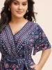 Bandana Print Belted Pocket Surplice Neck Romper sold by Bloomchic