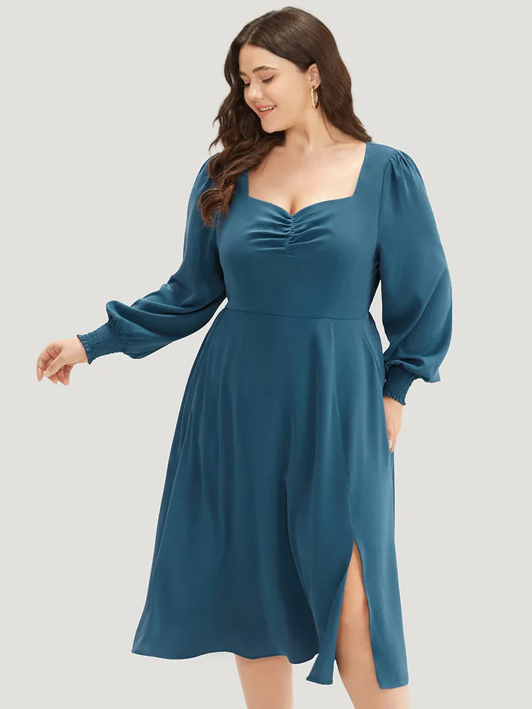 Plain Shirred Ruched Split Side Dress sold by Bloomchic product image thumbnail 2