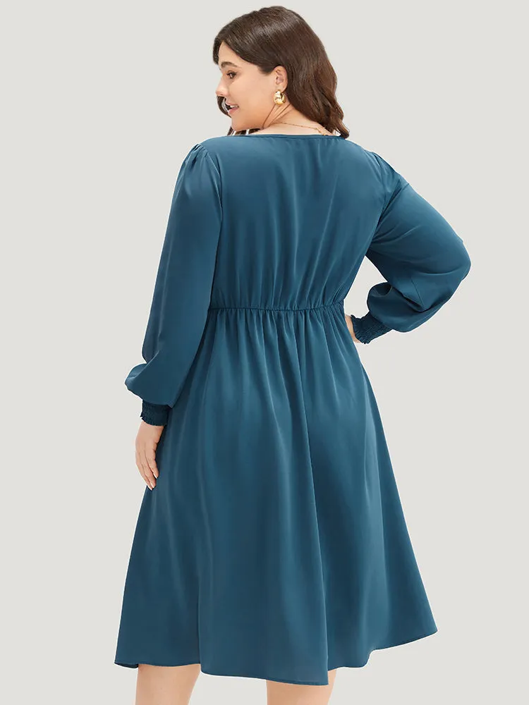 Plain Shirred Ruched Split Side Dress sold by Bloomchic product image thumbnail 3