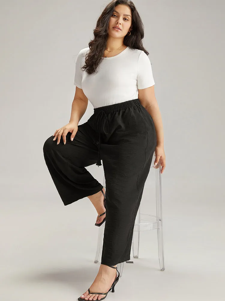 Plain Tassel Knot Pocket Elastic Waist Pants sold by Bloomchic product image thumbnail 4