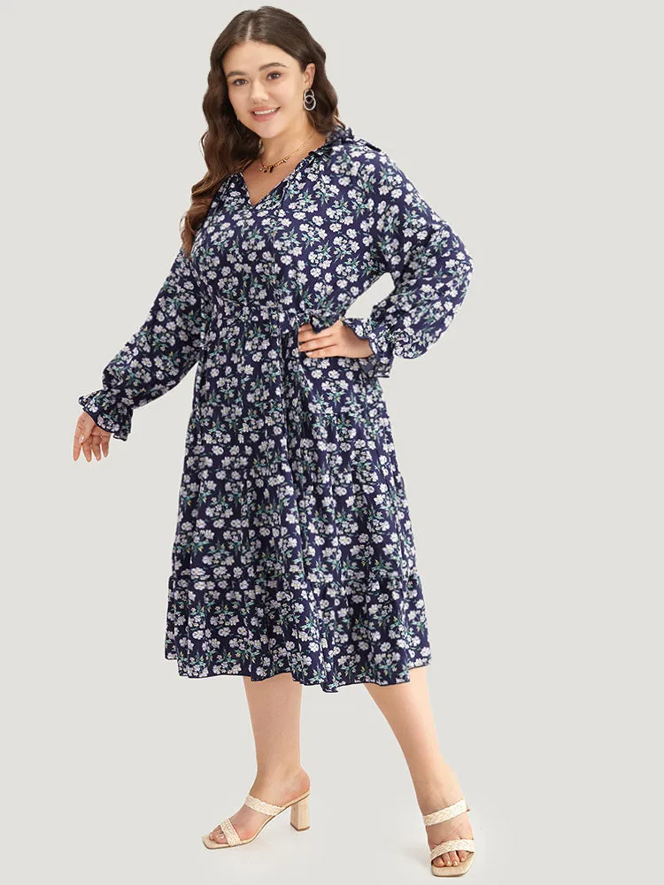 Ditsy Floral Pocket Tie Neck Frill Trim Dress sold by Bloomchic product image thumbnail 3