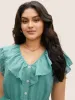 Solid Buckle Detail Ruffle Trim Midi Dress sold by Bloomchic