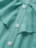 Solid Buckle Detail Ruffle Trim Midi Dress sold by Bloomchic