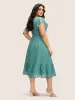 Solid Buckle Detail Ruffle Trim Midi Dress sold by Bloomchic