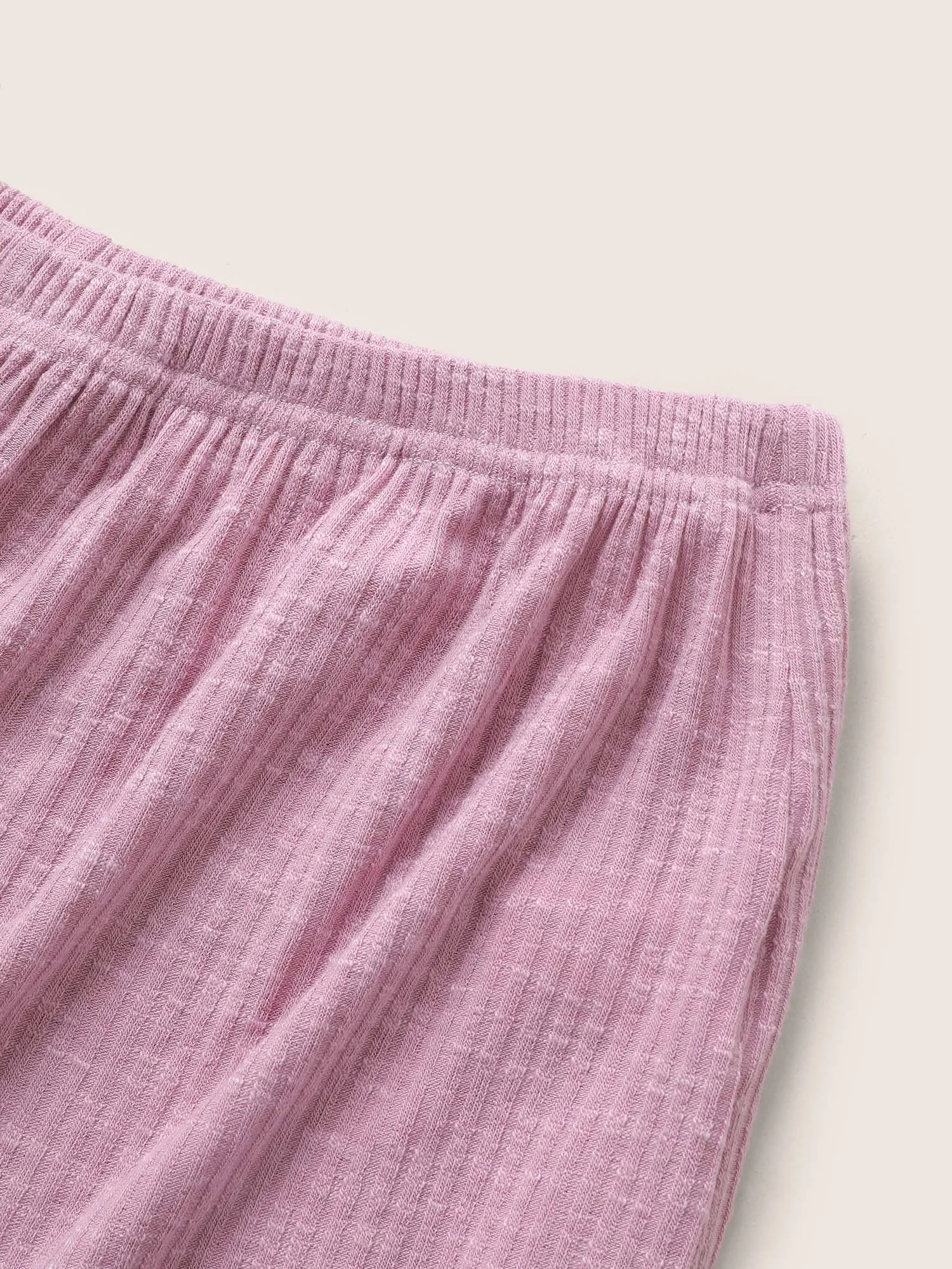 Plain Textured Elastic Waist Sleep Bottoms sold by Bloomchic product image thumbnail 4