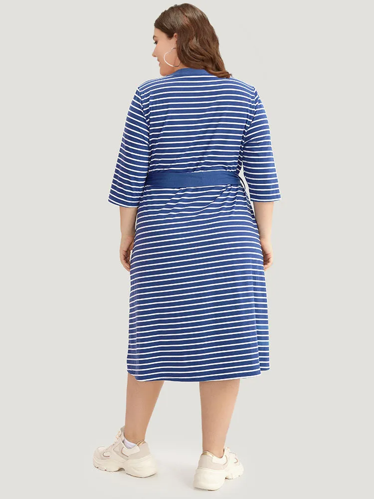 Striped Belted Notched Dress sold by Bloomchic product image thumbnail 3