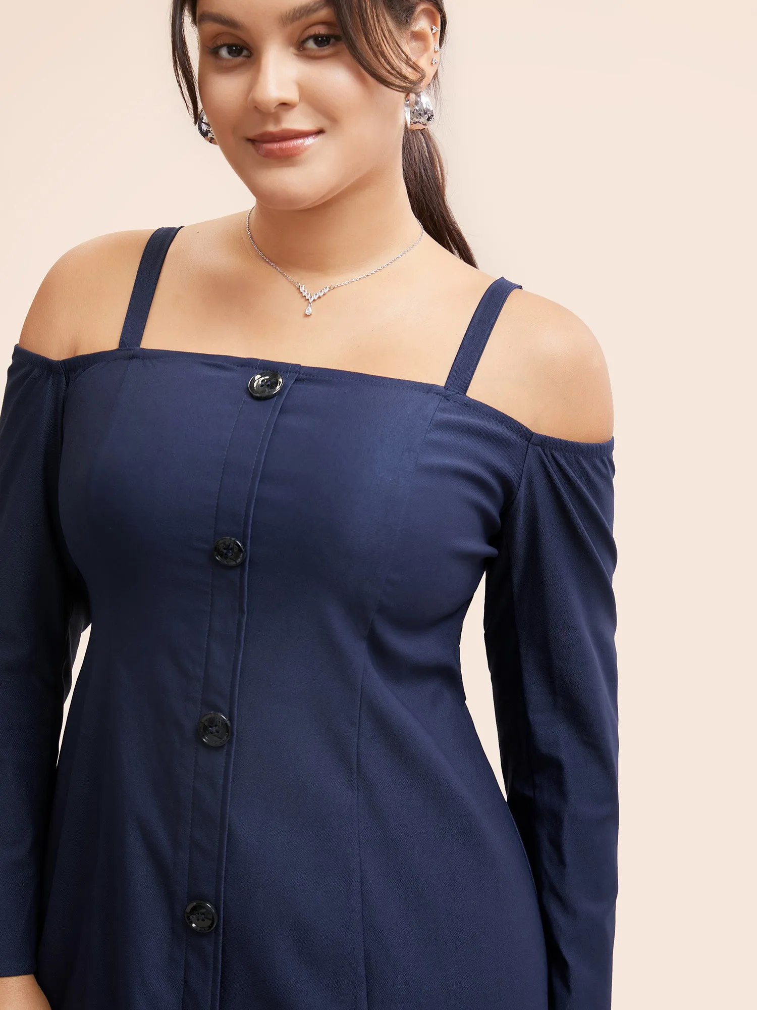 Stretch Woven One-Shoulder Midi Dress sold by Bloomchic product image thumbnail 4