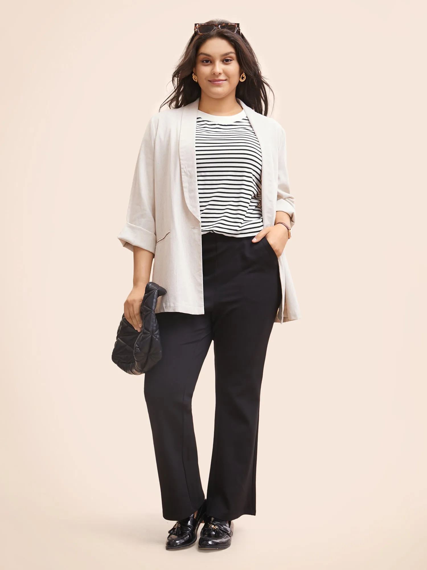 Striped Crew Neck Rib Knit T-shirt sold by Bloomchic product image thumbnail 4