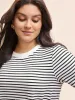Striped Crew Neck Rib Knit T-shirt sold by Bloomchic