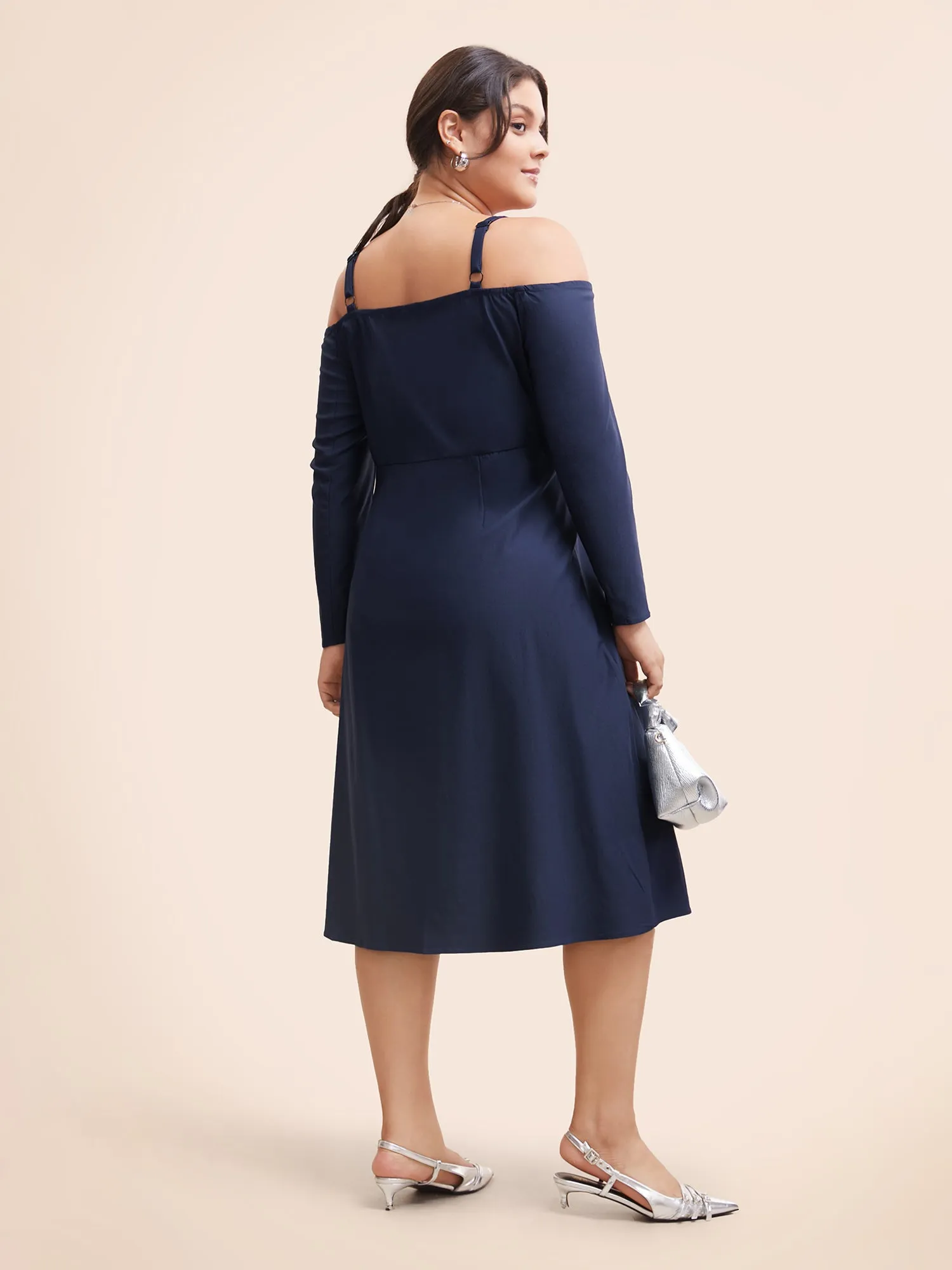 Stretch Woven One-Shoulder Midi Dress sold by Bloomchic product image thumbnail 3