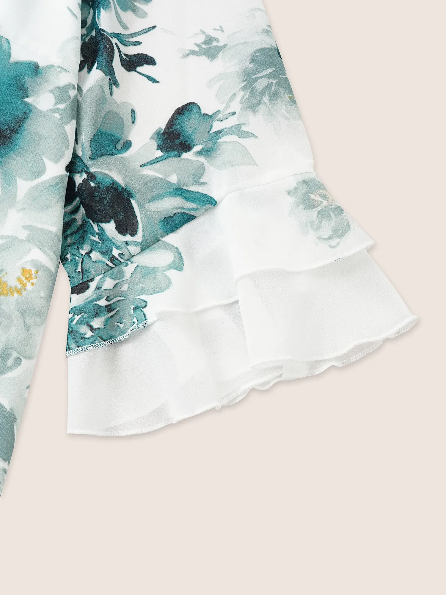 Chiffon Floral Ruffles Layered Patchwork Mesh Blouse sold by Bloomchic product image thumbnail 5