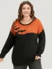 Halloween Supersoft Essentials Two Tone Bat Print Pullover sold by Bloomchic