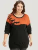 Halloween Supersoft Essentials Two Tone Bat Print Pullover sold by Bloomchic