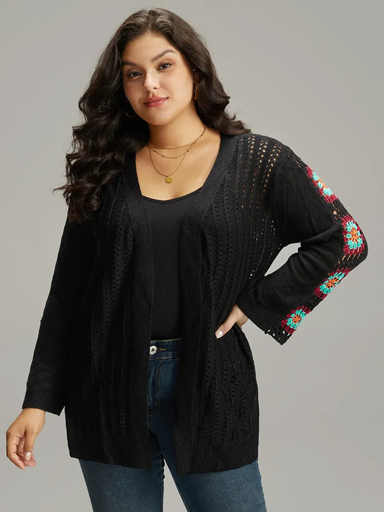 Plain Hollow Out Patchwork Cardigan sold by Bloomchic