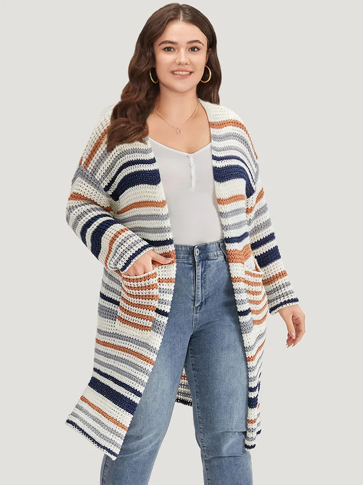 Contrast Striped Patched Pocket Split Side Cardigan sold by Bloomchic product image thumbnail 4