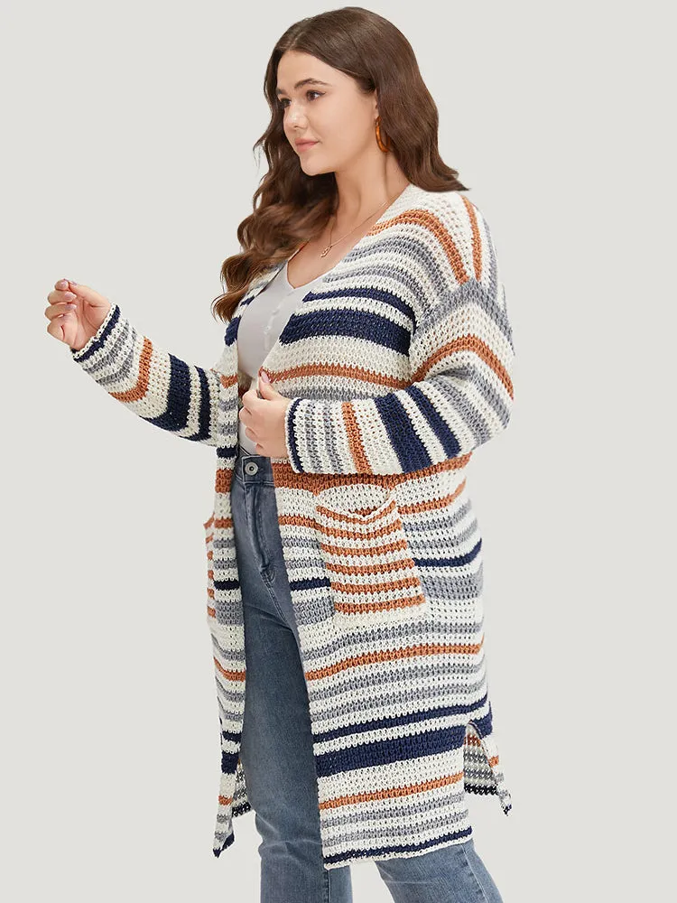Contrast Striped Patched Pocket Split Side Cardigan sold by Bloomchic product image thumbnail 5