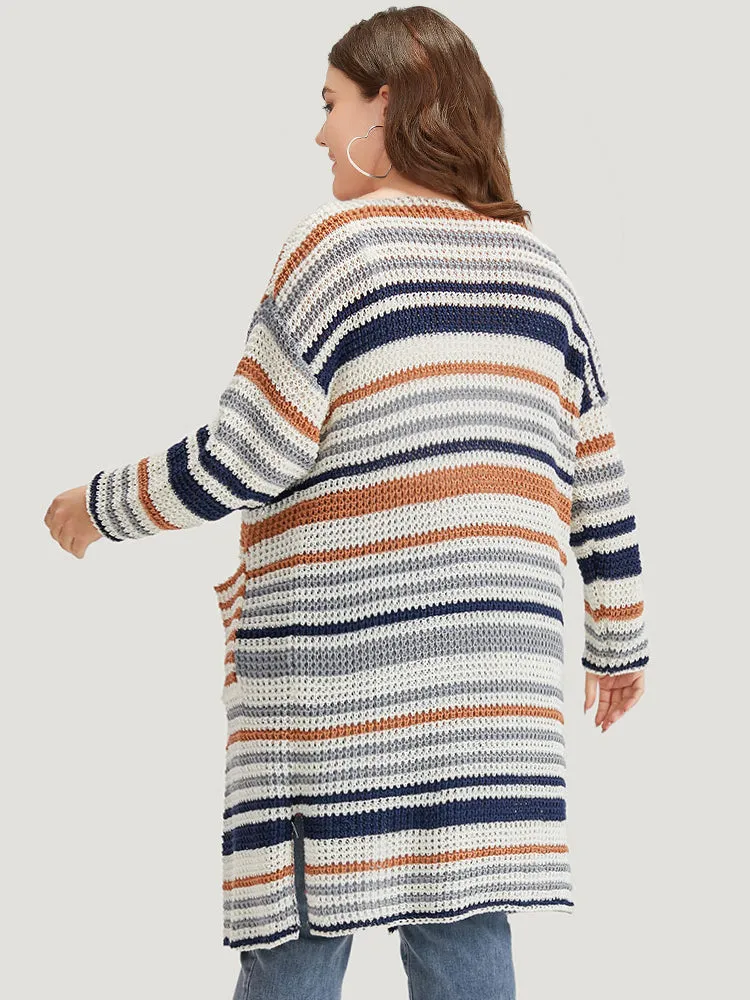 Contrast Striped Patched Pocket Split Side Cardigan sold by Bloomchic product image thumbnail 2