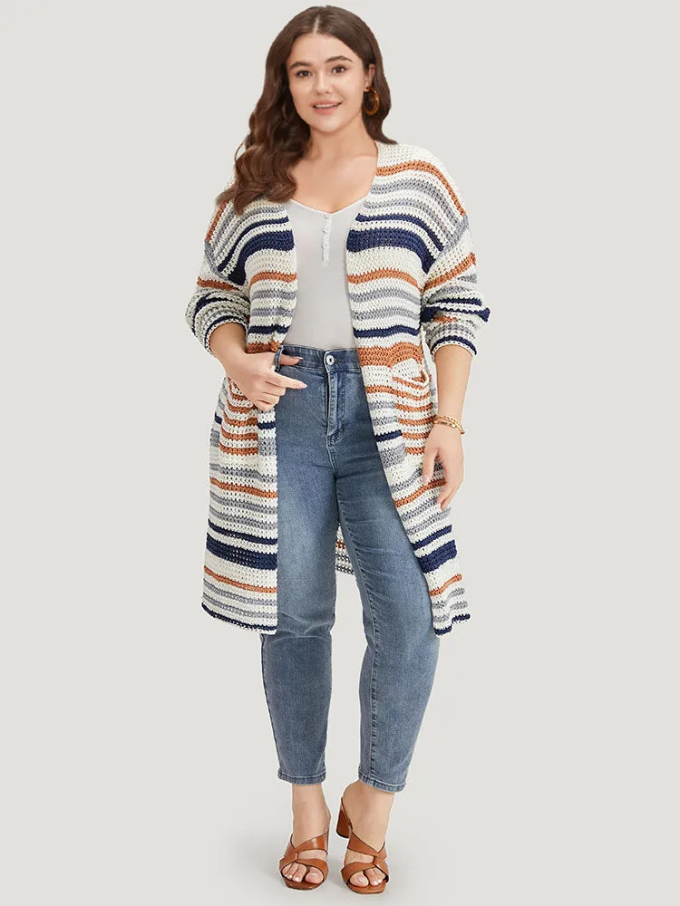 Contrast Striped Patched Pocket Split Side Cardigan sold by Bloomchic product image thumbnail 3