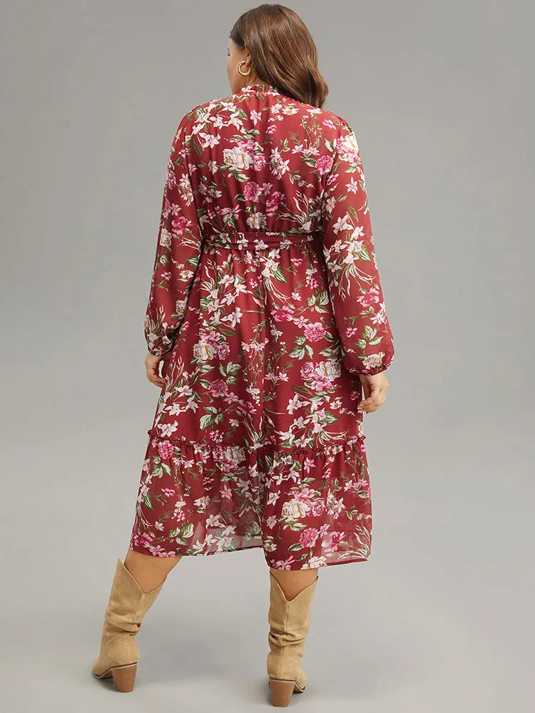 Floral Print Belted Patchwork Gathered Dress sold by Bloomchic product image thumbnail 2