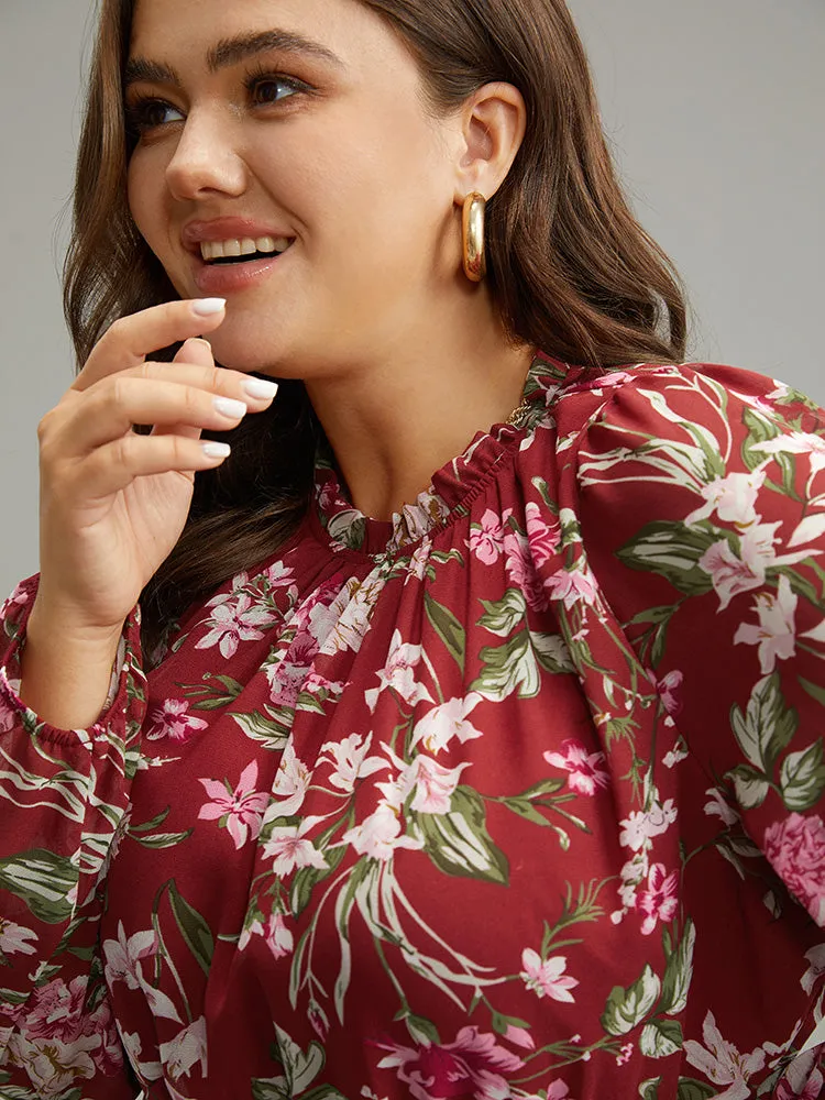 Floral Print Belted Patchwork Gathered Dress sold by Bloomchic product image thumbnail 5