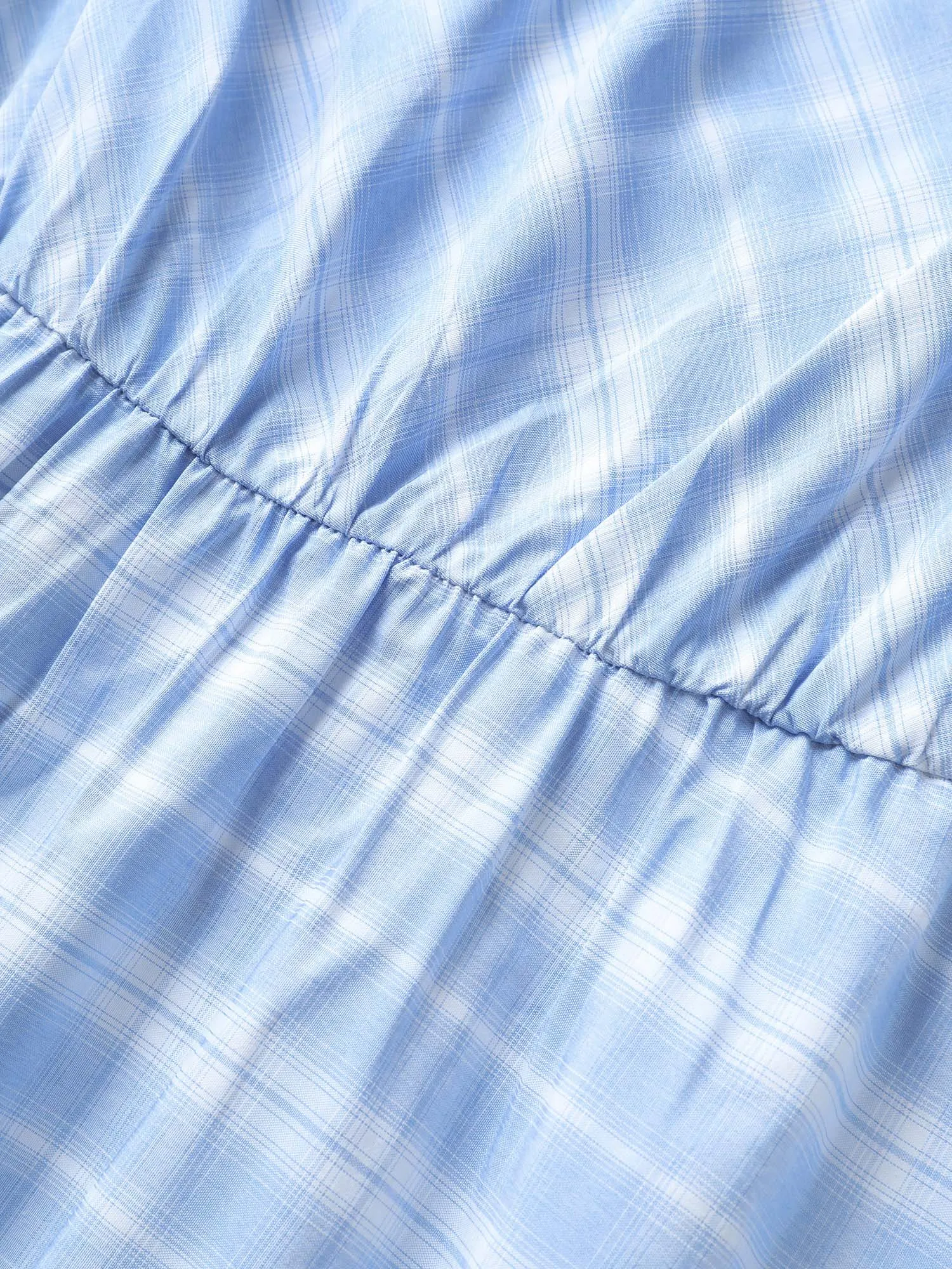 Plaid Square Neck Gathered Shirred Dress sold by Bloomchic product image thumbnail 5