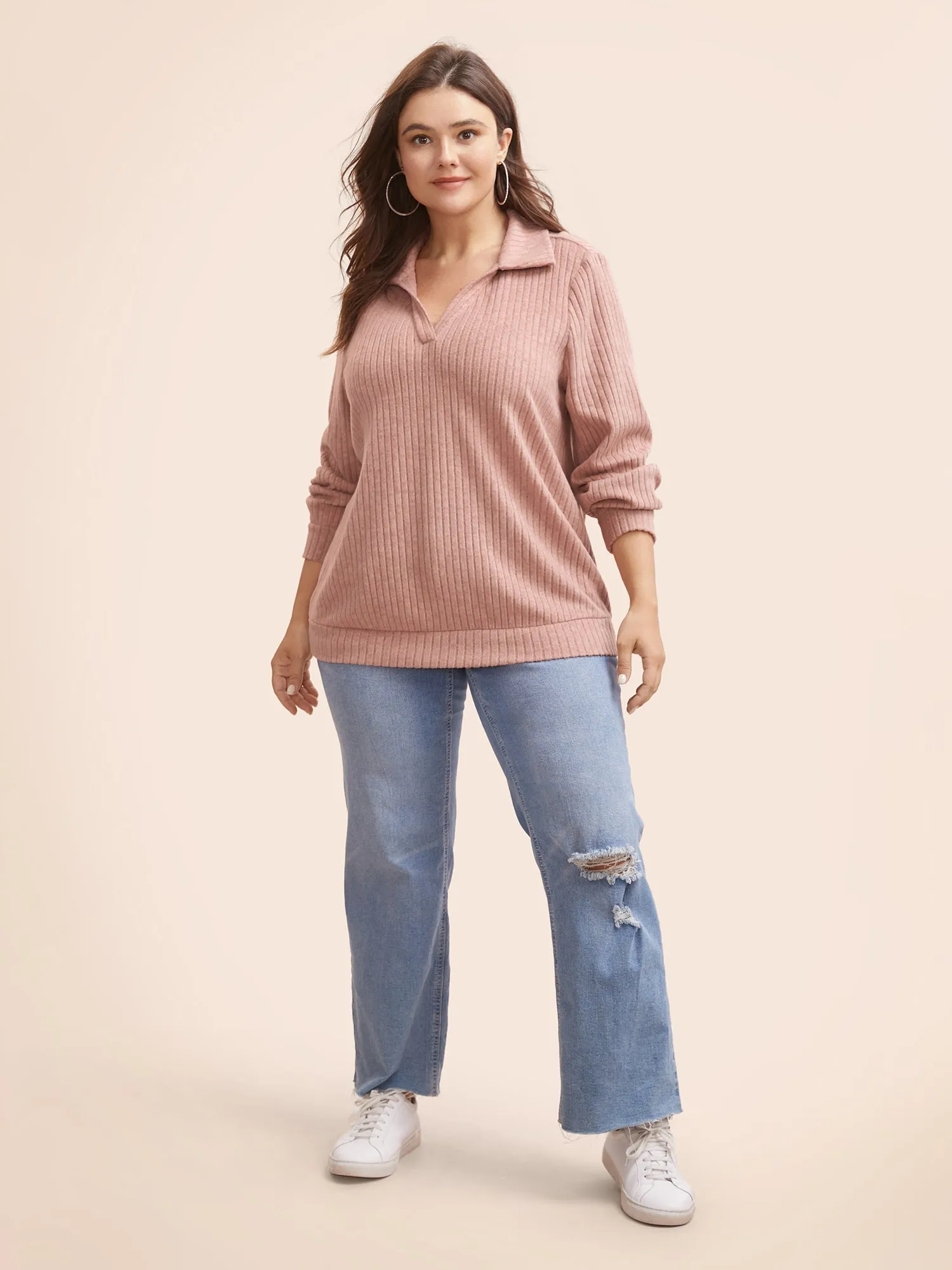 Solid Pit Strip Stretch Sweatshirt sold by Bloomchic product image thumbnail 3