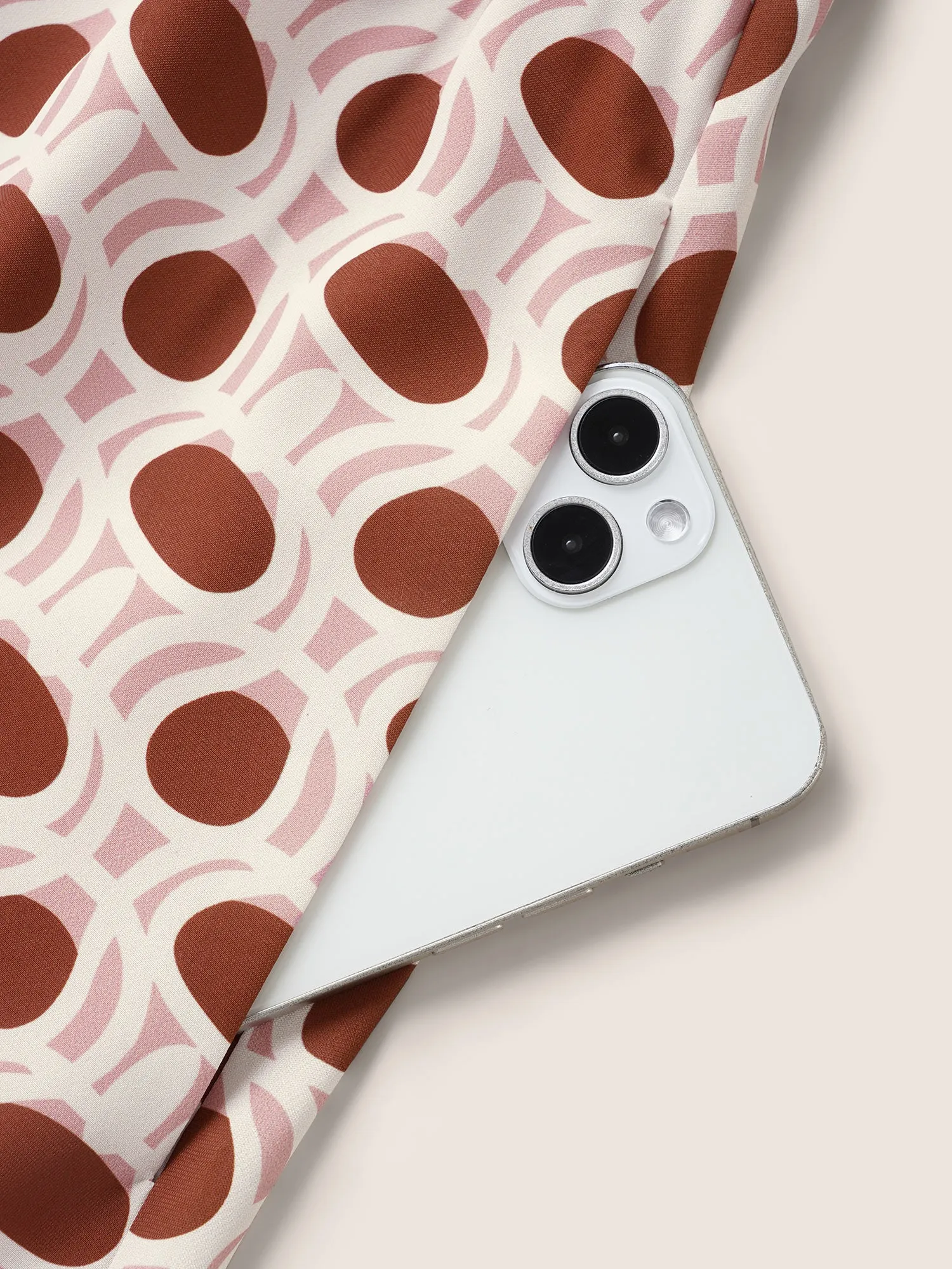 Geometric Belted Ruffle Sleeve Midi Dress sold by Bloomchic product image thumbnail 5