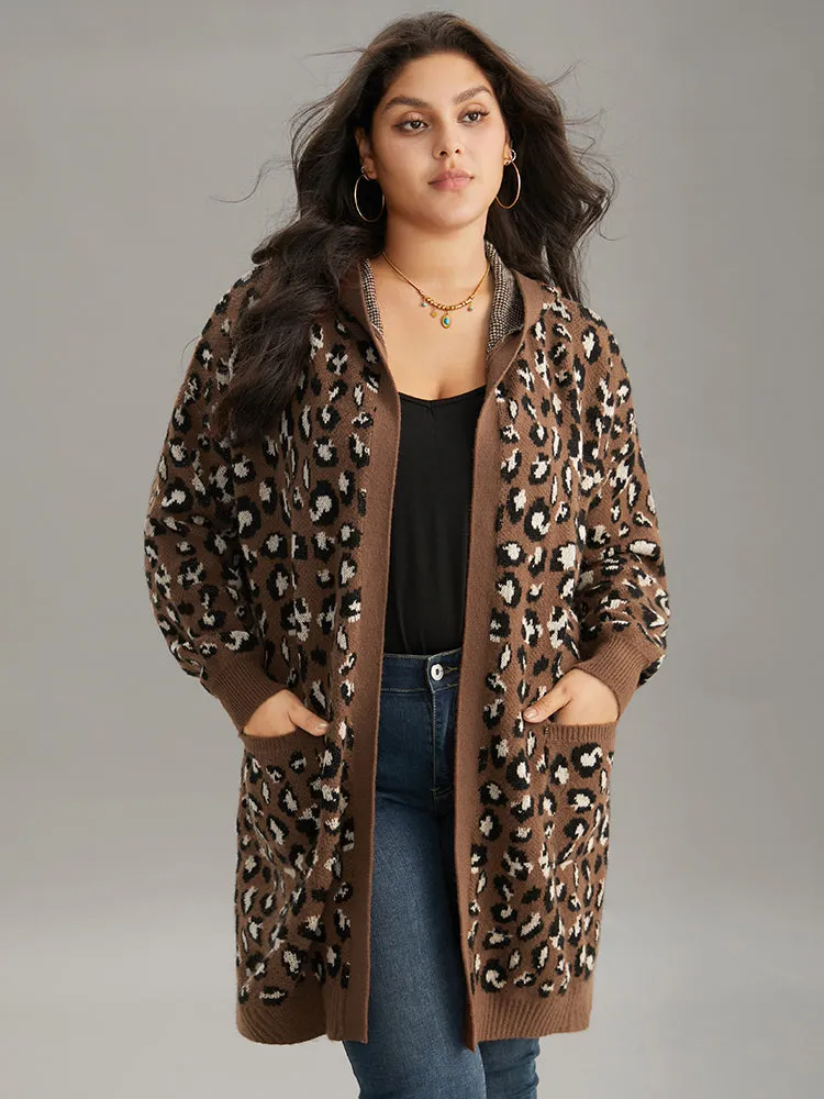Supersoft Essentials Leopard Hooded Pocket Cardigan sold by Bloomchic