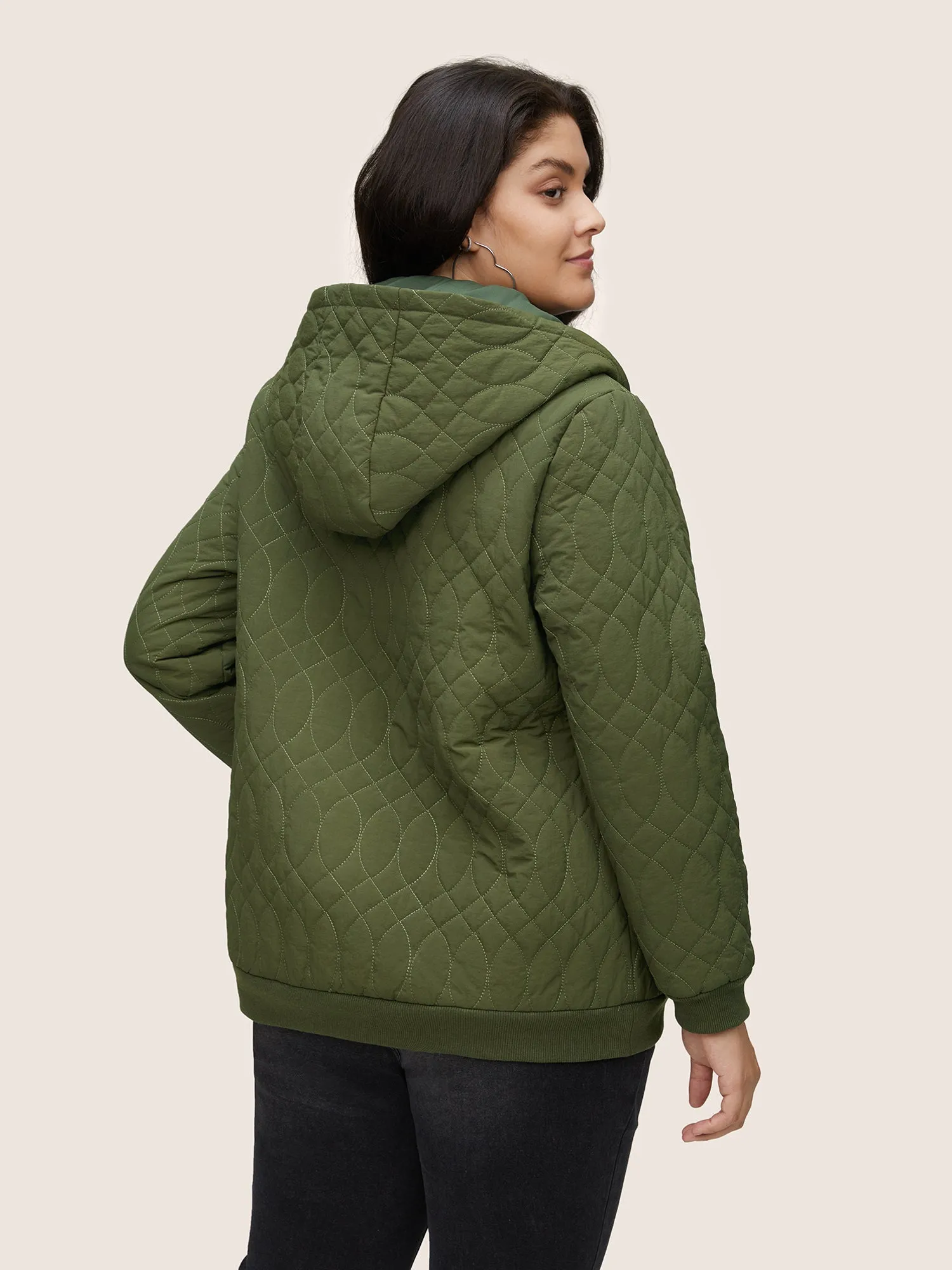 Solid Pocket Texture Lined Quilted Jacket sold by Bloomchic product image thumbnail 3