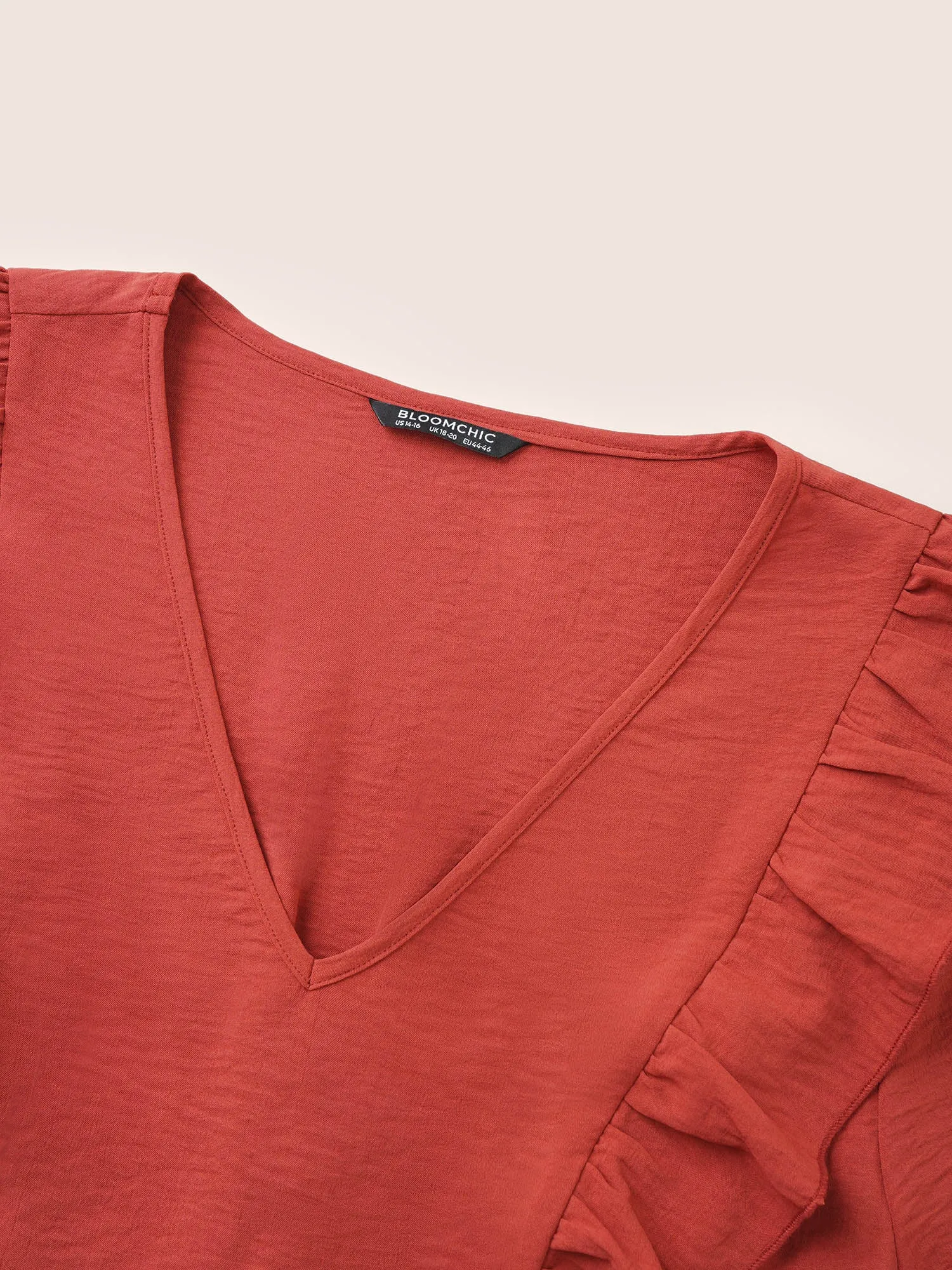 Patchwork Ruffles Pocket Elastic Waist Crepe Dress sold by Bloomchic product image thumbnail 5