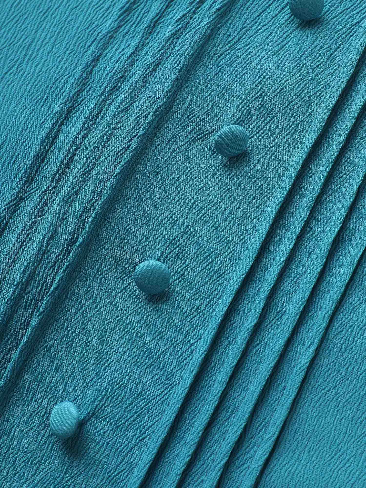 V Neck Button Detail Pleated Split Hem Blouse sold by Bloomchic product image thumbnail 5