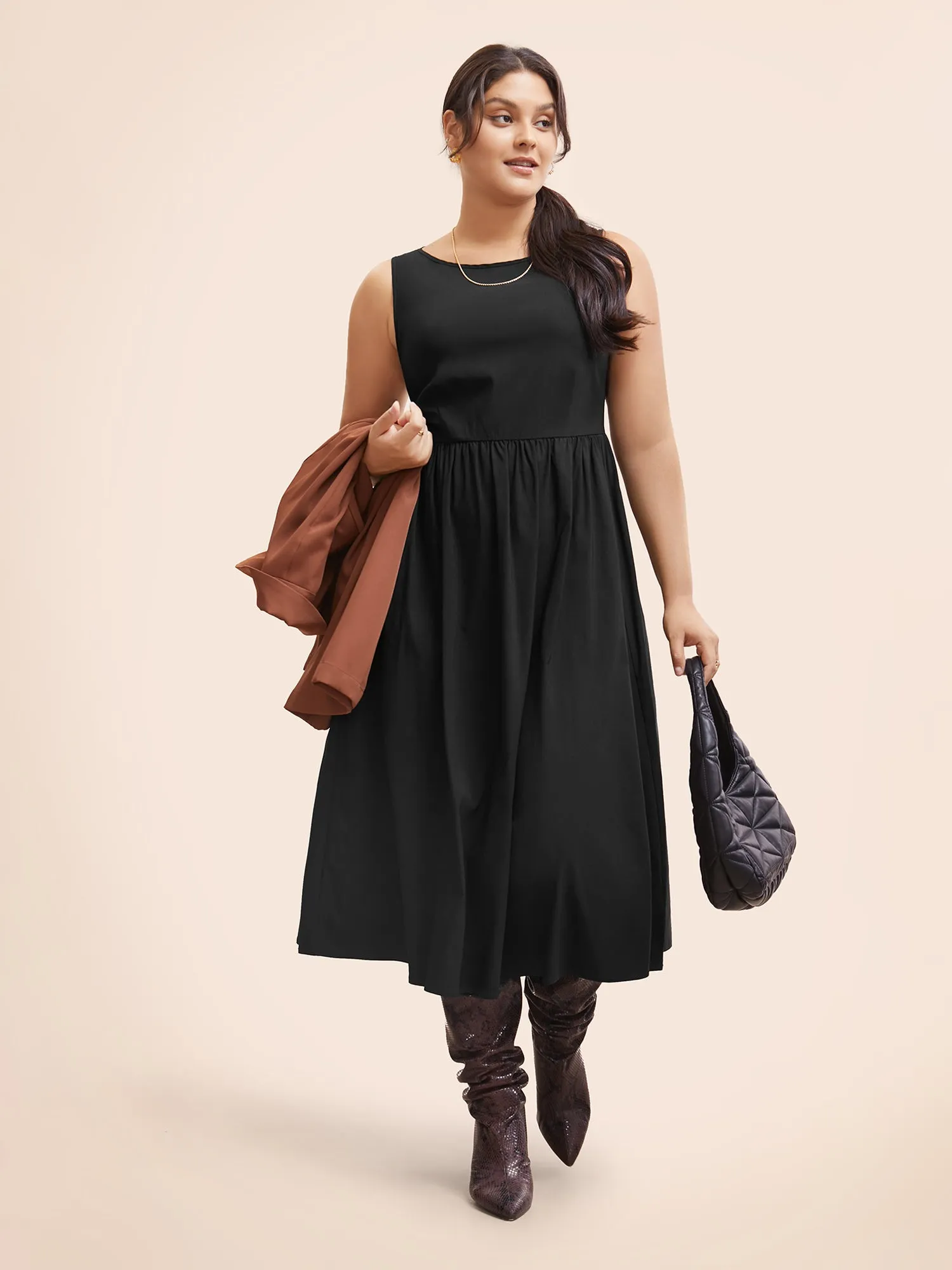 Stretch Woven Blend Multiple Splicing Midi Dress sold by Bloomchic product image thumbnail 2