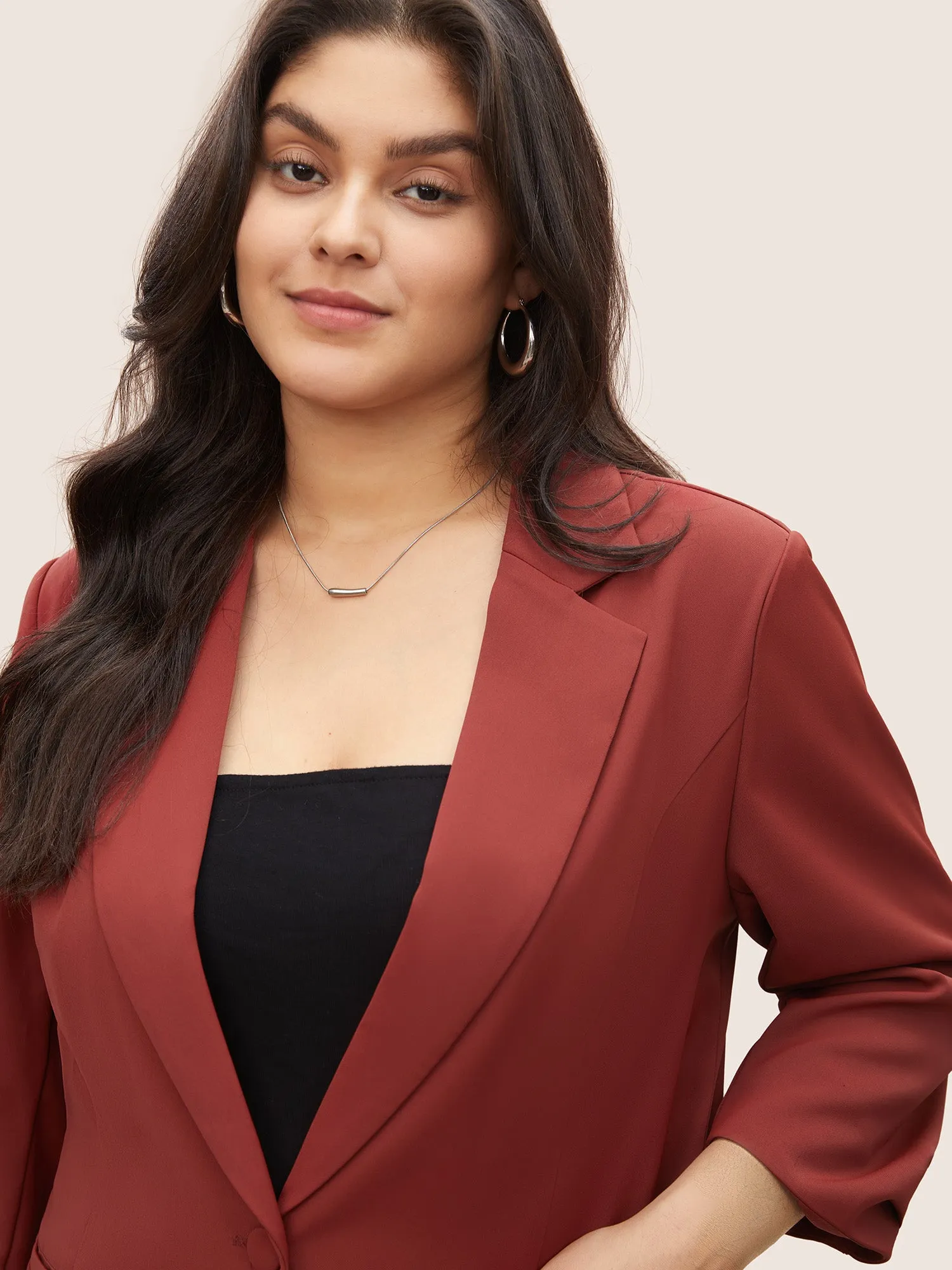 Suit Collar Button Detail Gathered Sleeve Blazer sold by Bloomchic product image thumbnail 4