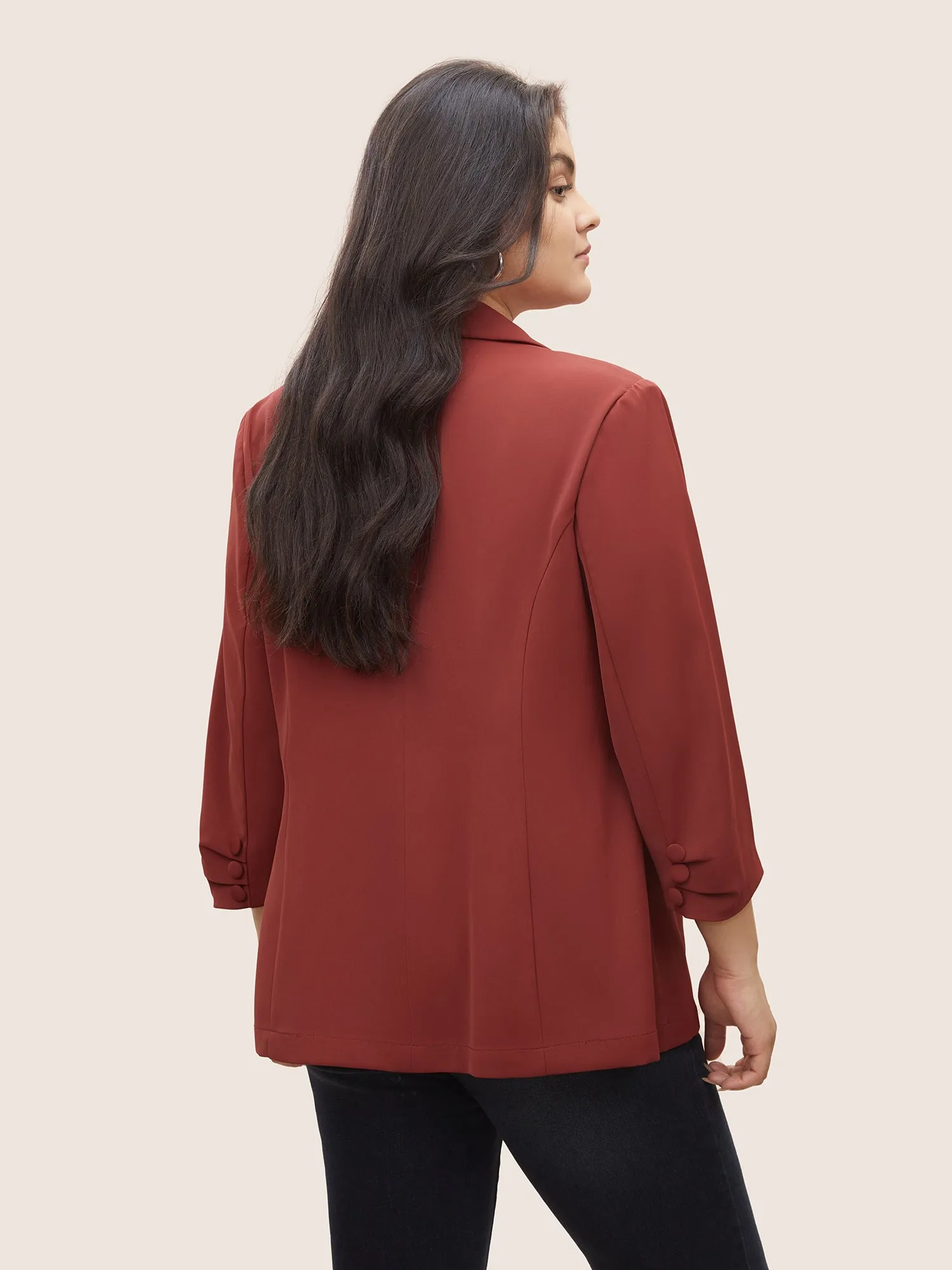 Suit Collar Button Detail Gathered Sleeve Blazer sold by Bloomchic product image thumbnail 5