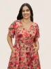 Watercolor Floral Patchwork Petal Sleeve Belted Dress sold by Bloomchic