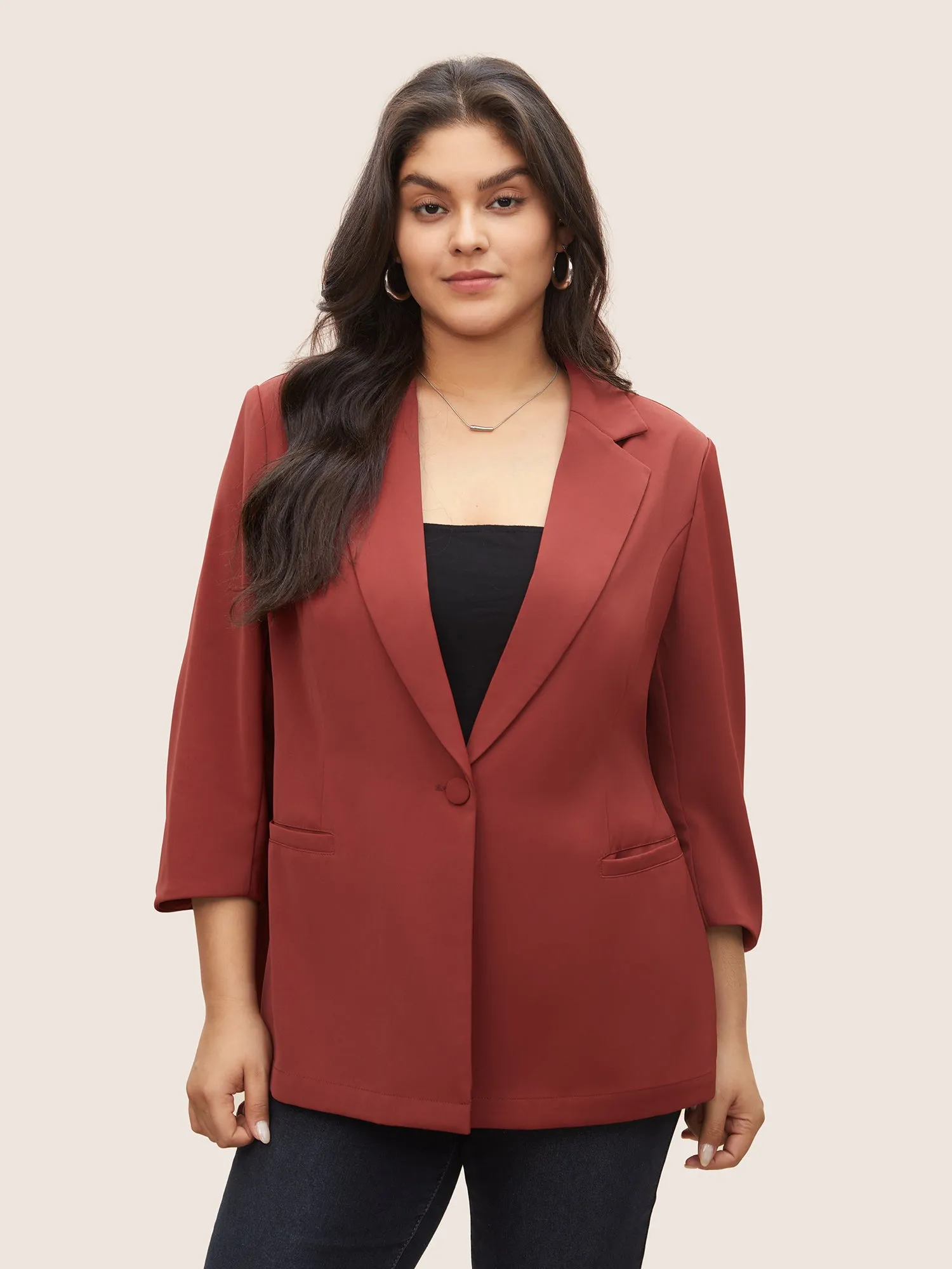 Suit Collar Button Detail Gathered Sleeve Blazer sold by Bloomchic product image thumbnail 3