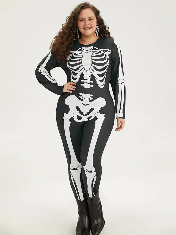 Halloween Skull Print Skinny Crew Neck Jumpsuit sold by Bloomchic