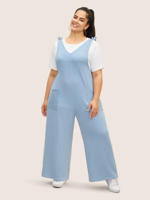 Texture Tie Knot Patch Pocket Jumpsuit sold by Bloomchic