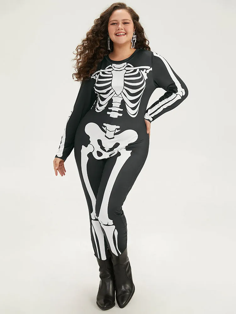 Halloween Skull Print Skinny Crew Neck Jumpsuit sold by Bloomchic product image thumbnail 5