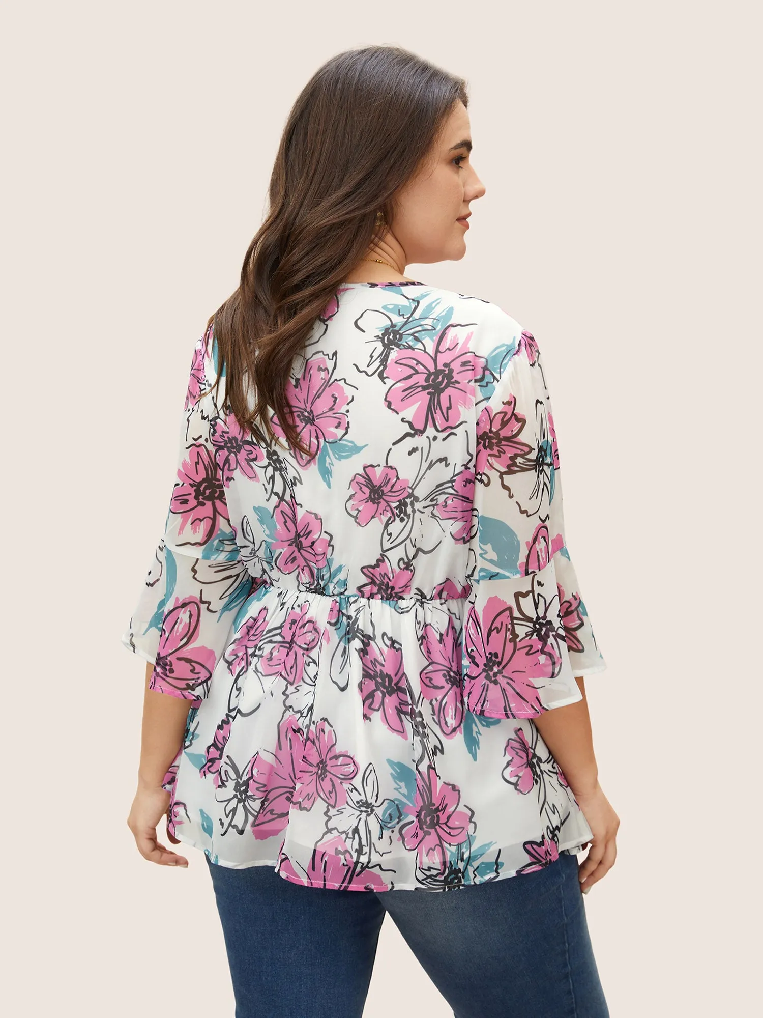 Floral Twist Ruffles See Through Blouse sold by Bloomchic product image thumbnail 5