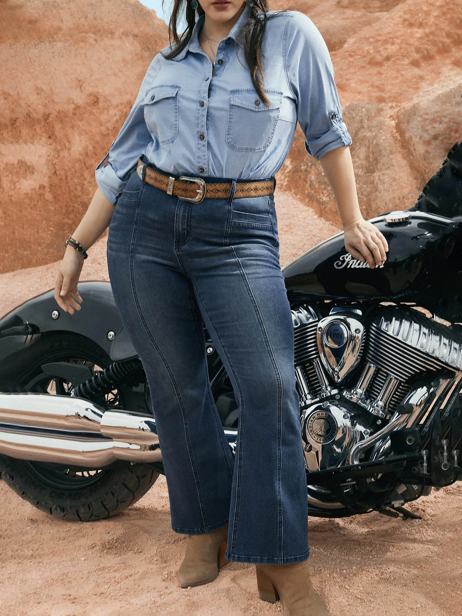 Stretch Denim Seamed Flare Jeans sold by Bloomchic product image thumbnail 2