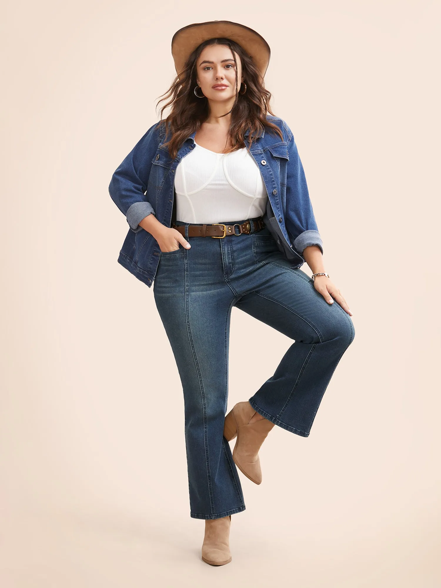 Stretch Denim Seamed Flare Jeans sold by Bloomchic product image thumbnail 4