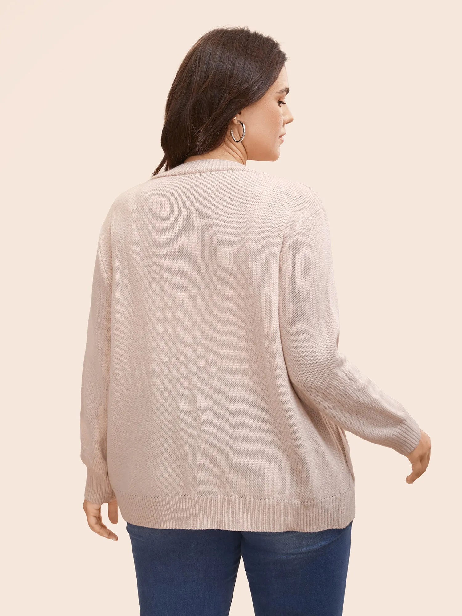 Floral Embroidered Kimono Collar Cable Knit Cardigan sold by Bloomchic product image thumbnail 2