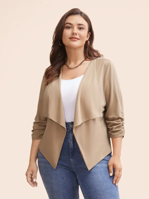 Lapel Collar Solid Gathered Jacket sold by Bloomchic