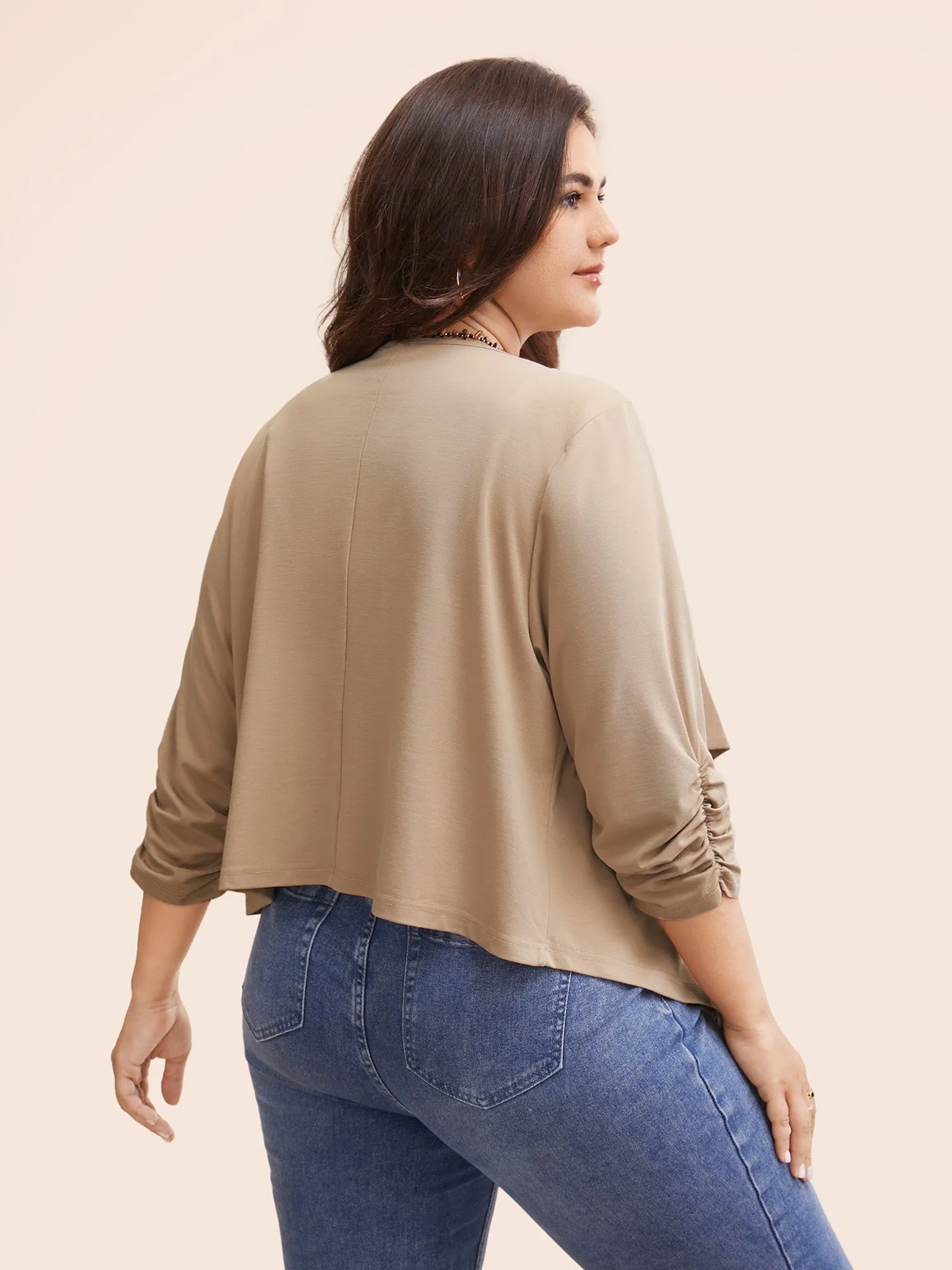 Lapel Collar Solid Gathered Jacket sold by Bloomchic product image thumbnail 5