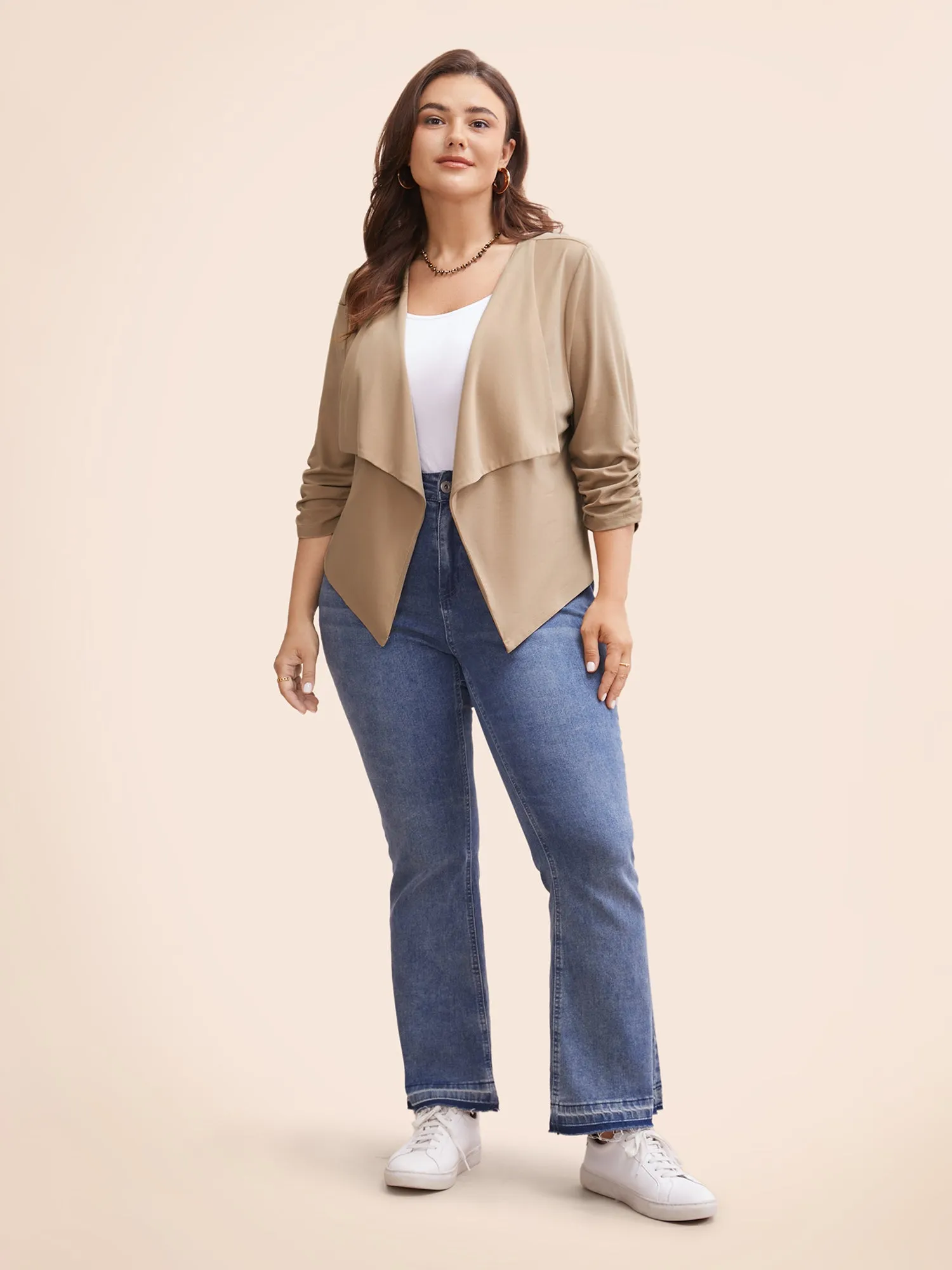 Lapel Collar Solid Gathered Jacket sold by Bloomchic product image thumbnail 3