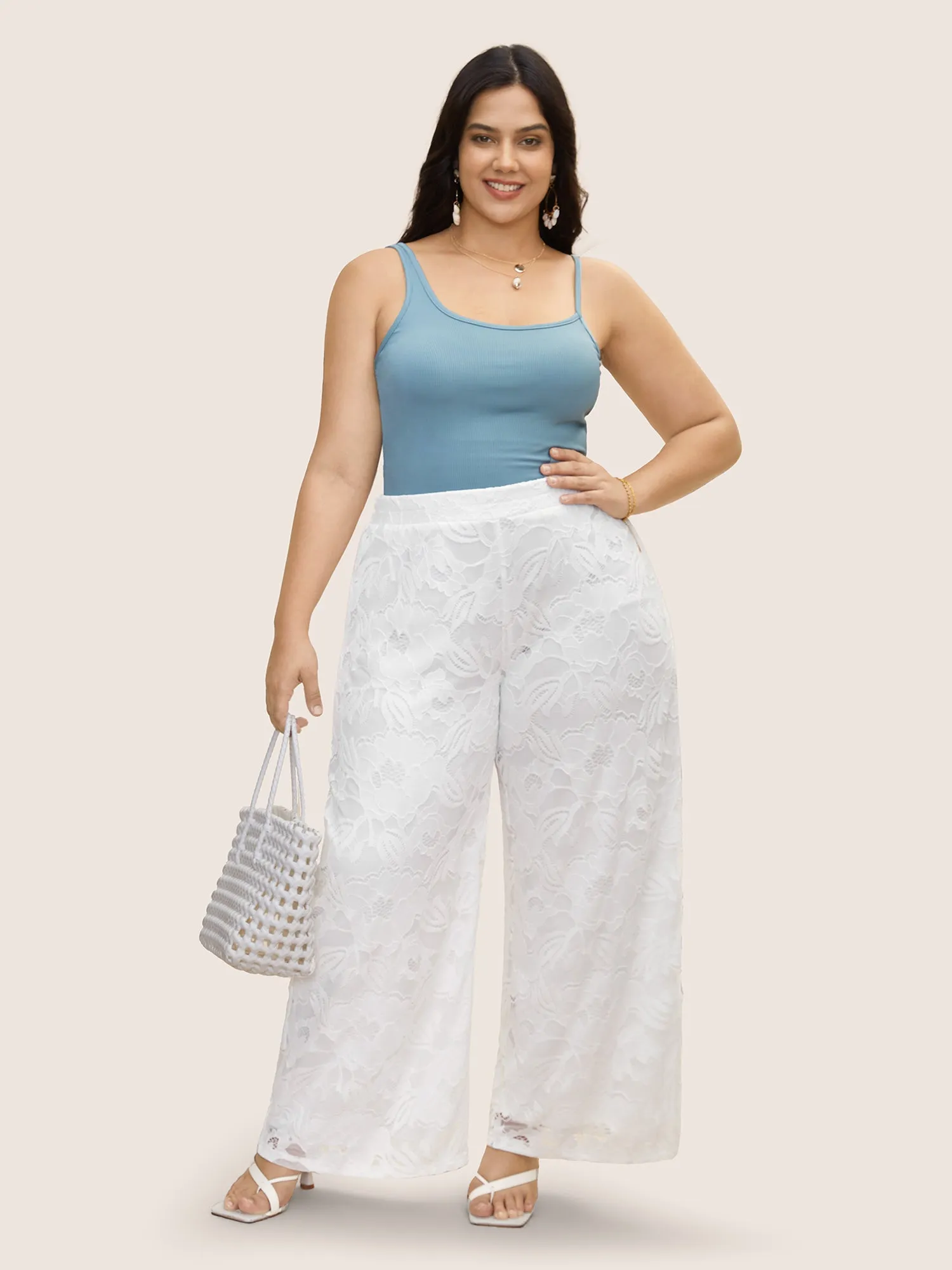 Crochet Lace Mesh Wide Leg Pants sold by Bloomchic product image thumbnail 3