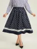 Polka Dot Elastic Waist Contrast Skirt sold by Bloomchic