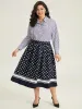 Polka Dot Elastic Waist Contrast Skirt sold by Bloomchic